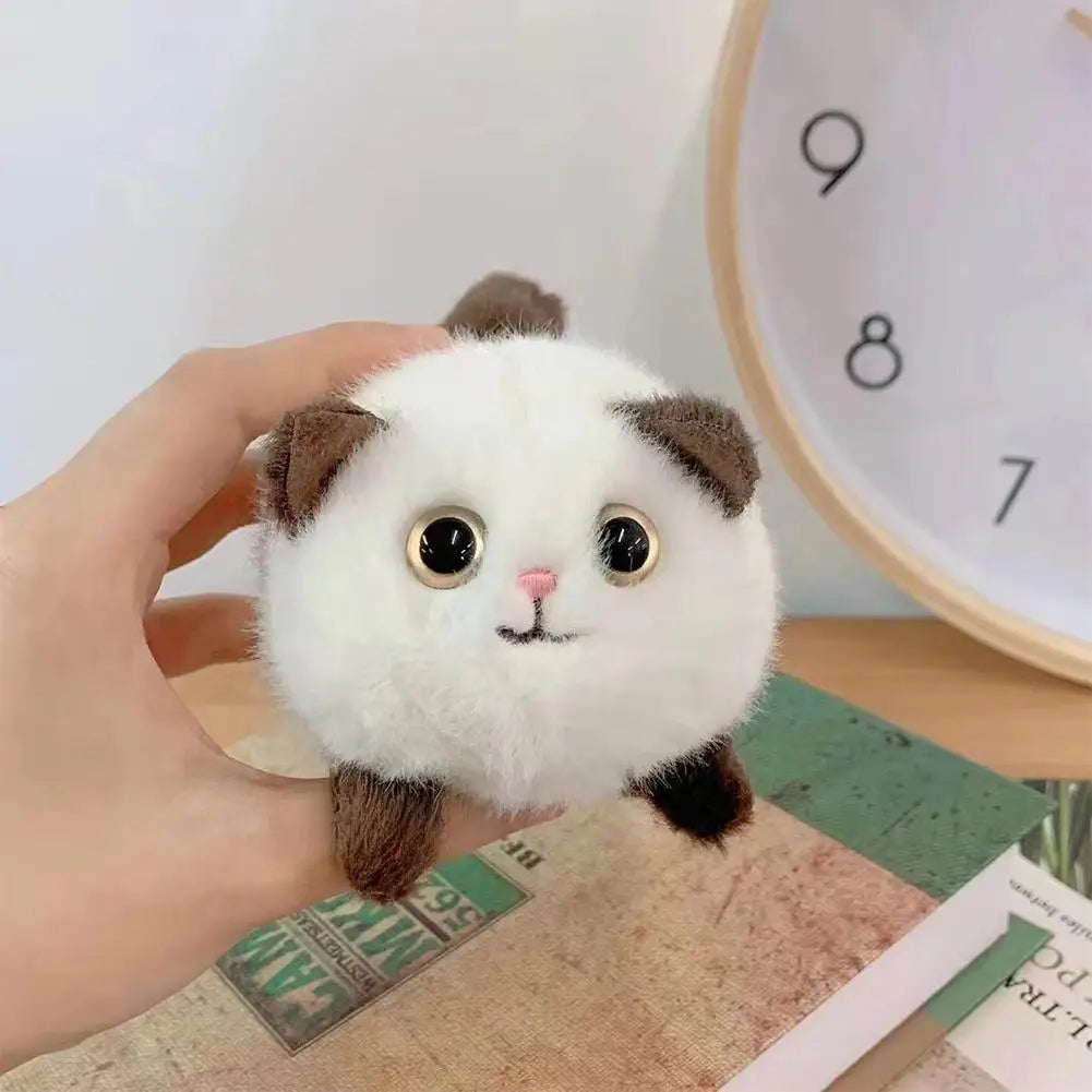 Wagging Tail Plush Cat Keychain – Cute Cartoon Animal Bag and Door Pendant for Girls