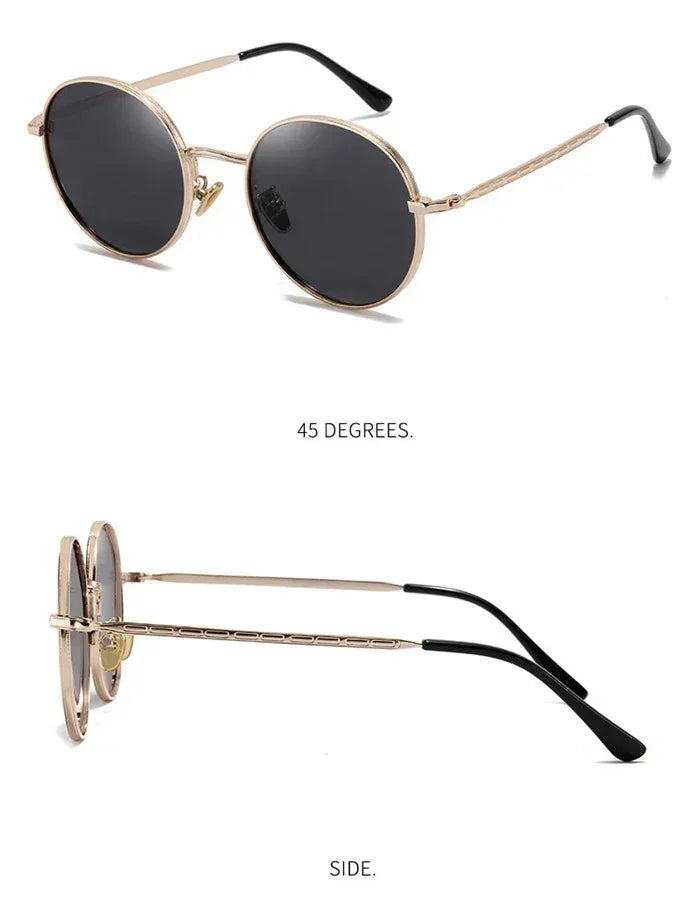 Steampunk Round Polarized Sunglasses With Prescription Women Men UV400 Anti-glare Myopia Sun Glasses Power 0 -0.5 -0.75 To -6.0