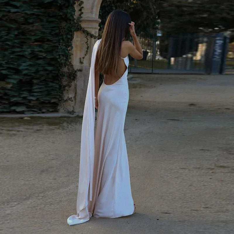 Backless Lace-Up Maxi Dress | Ribbon Sleeveless Evening Gown - Femstylo