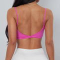 Anfilia Women Sports Bra Spaghetti Straps Backless Gym Bra High Elastic Square Neck Removable Padding Workout Top