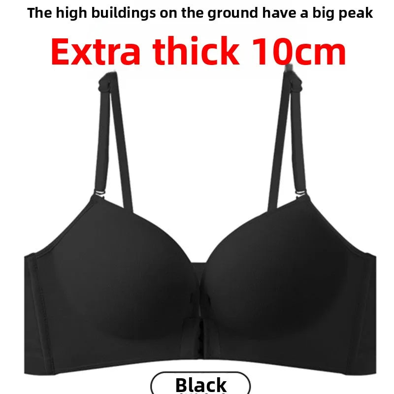 10cm Extreme Front Closure Push Up Bra - Ultra Thick Padded Lift Halter Neck for Small Chest, Deep Plunge Sexy Lingerie