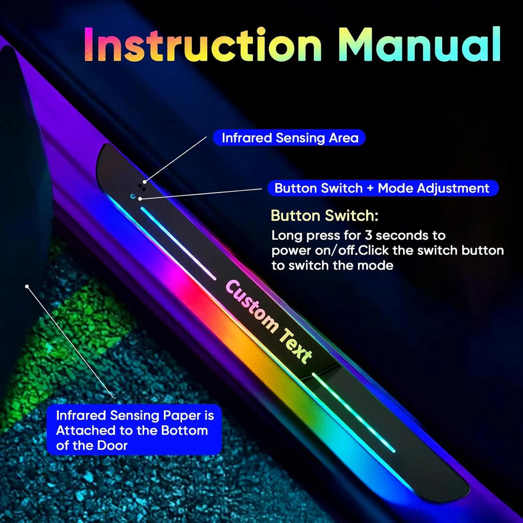 Instruction graphic — infrared sensing area and button switch for mode adjustment