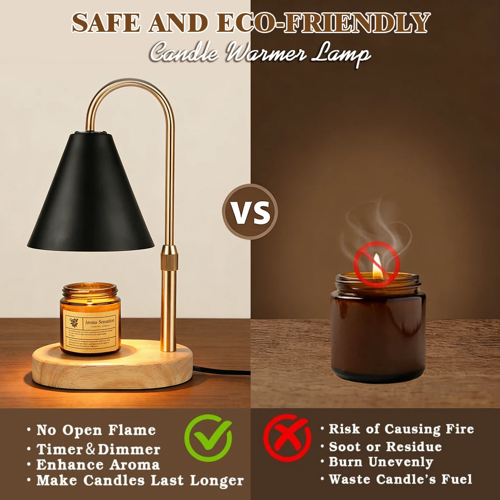 Black Lantern or Trumpet Candle Warmer Lamp with Timer