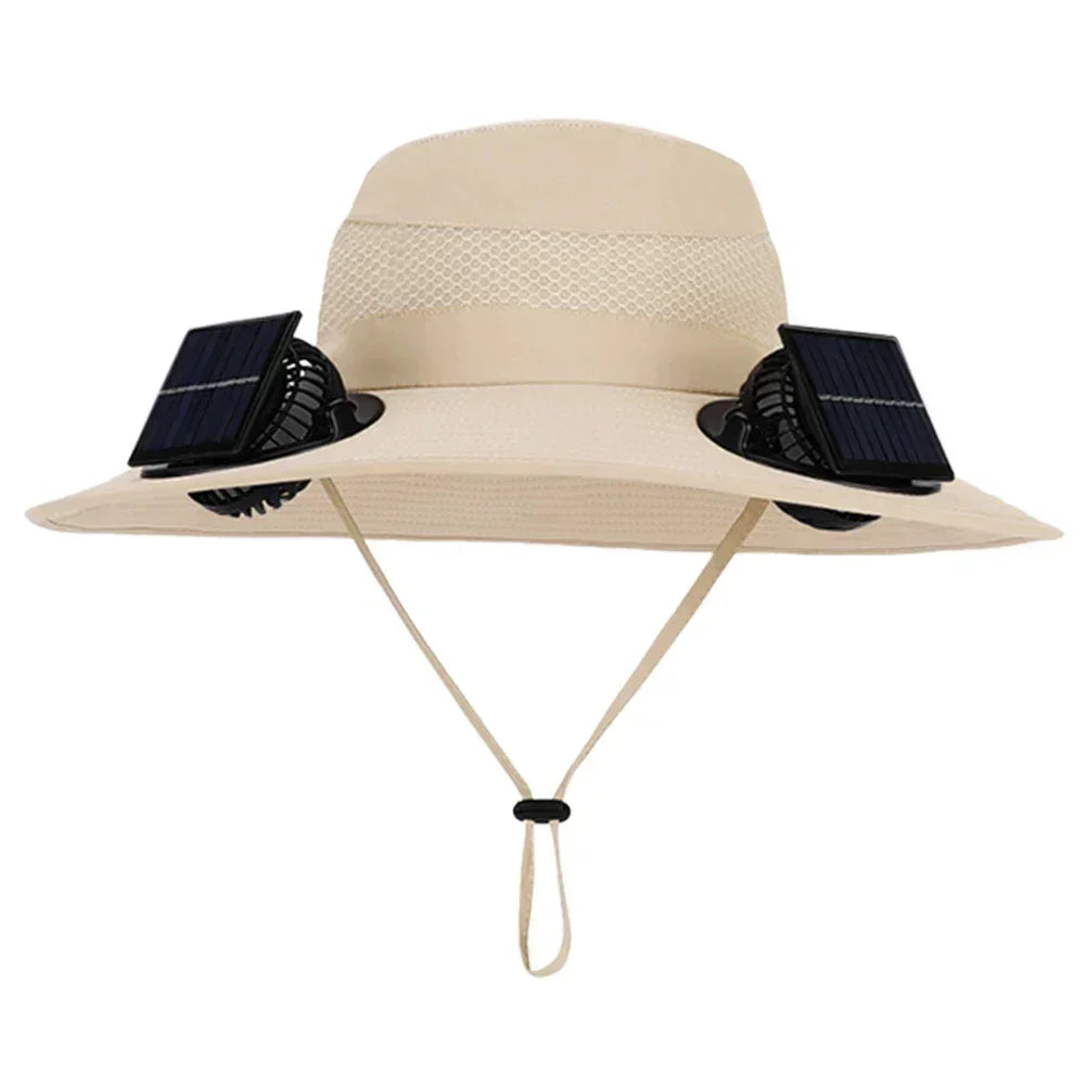 Outdoor Camping Fishing Hiking Sunscreen Fisherman Hat Solar Fan Cap Portable Solar Charging Cap With Fan For Unisex