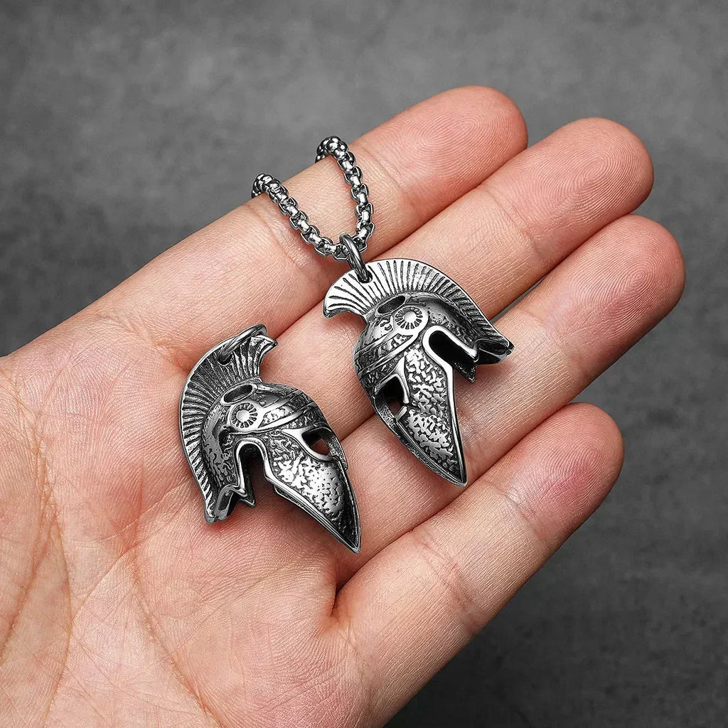Spartan Roman Helmet Men Necklaces With Pendant Stainless Steel Jewelry For Male Women Punk HipHop Accessories Gifts Wholesale