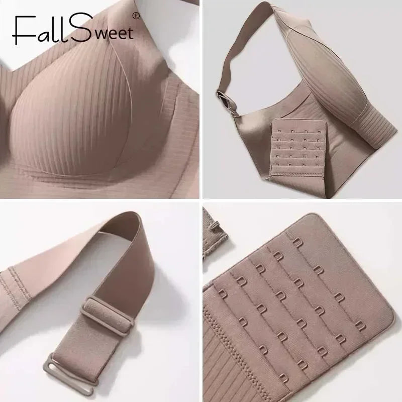 FallSweet 3PCS Seamless Wireless Push Up Bras for Woman Adjustable Comfort Bralette for Full and Petite Busts Wireless Lingerie