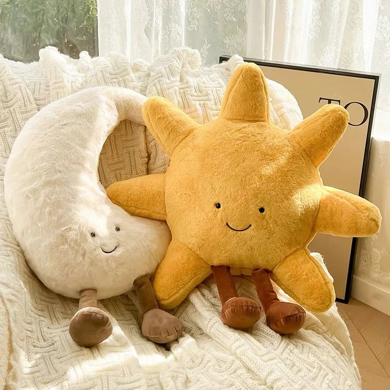 Smile Face Moon and Sun Plush Cushion Toy