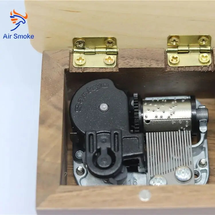 Wooden Music Box Black Sankyo 18-Movement For Alice You Are My Sunshine DIY Birthday Gift Home Decoration