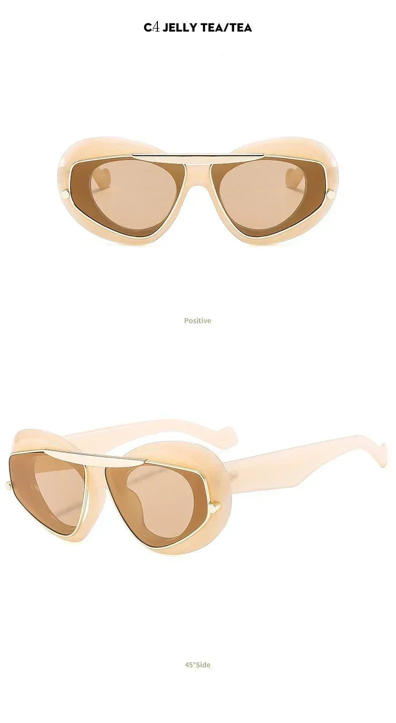 New Y2k Fashion Large Frame Sunglasses Ins Street Shot Cat's Eye Glasses Retro Personality Anti-ultraviolet Sunglasses