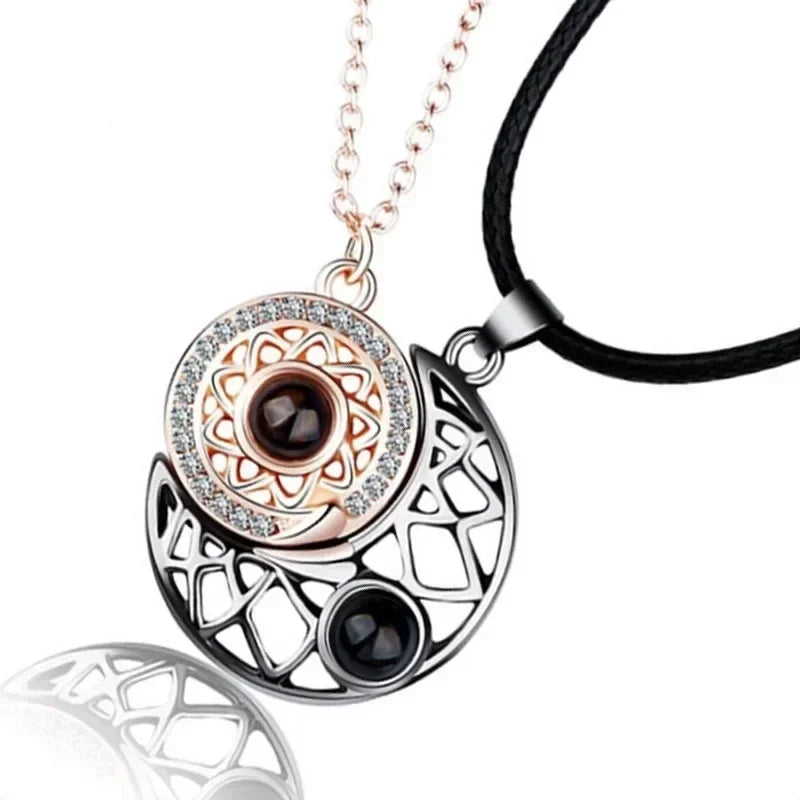 Superior Sense Sun and Moon Lovers Magnetic Men's and Women's Necklace Niche Design Alloy Chain