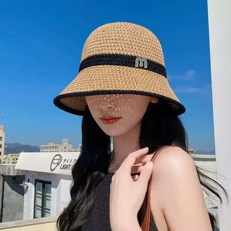 Outdoor Sunshade Hats Summer Breathable Hollow Knitted Korean Fashion Women Fisherman Hat Permeability Crochet Retro Bucket Hat