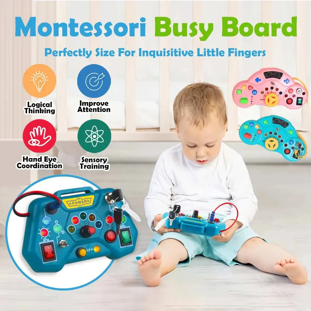 Montessori Busy Board for Toddlers – Educational Travel Activity Toy Gift for 3-Year-Old Boys & Girls