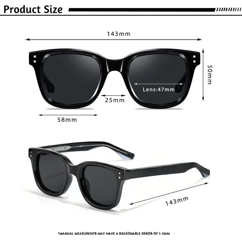 CATERSIDE Retro Square Sunglasses Men Large Frame Design Core Insert Temple Women's Sun Glasses High-Quality Travel Party UV400