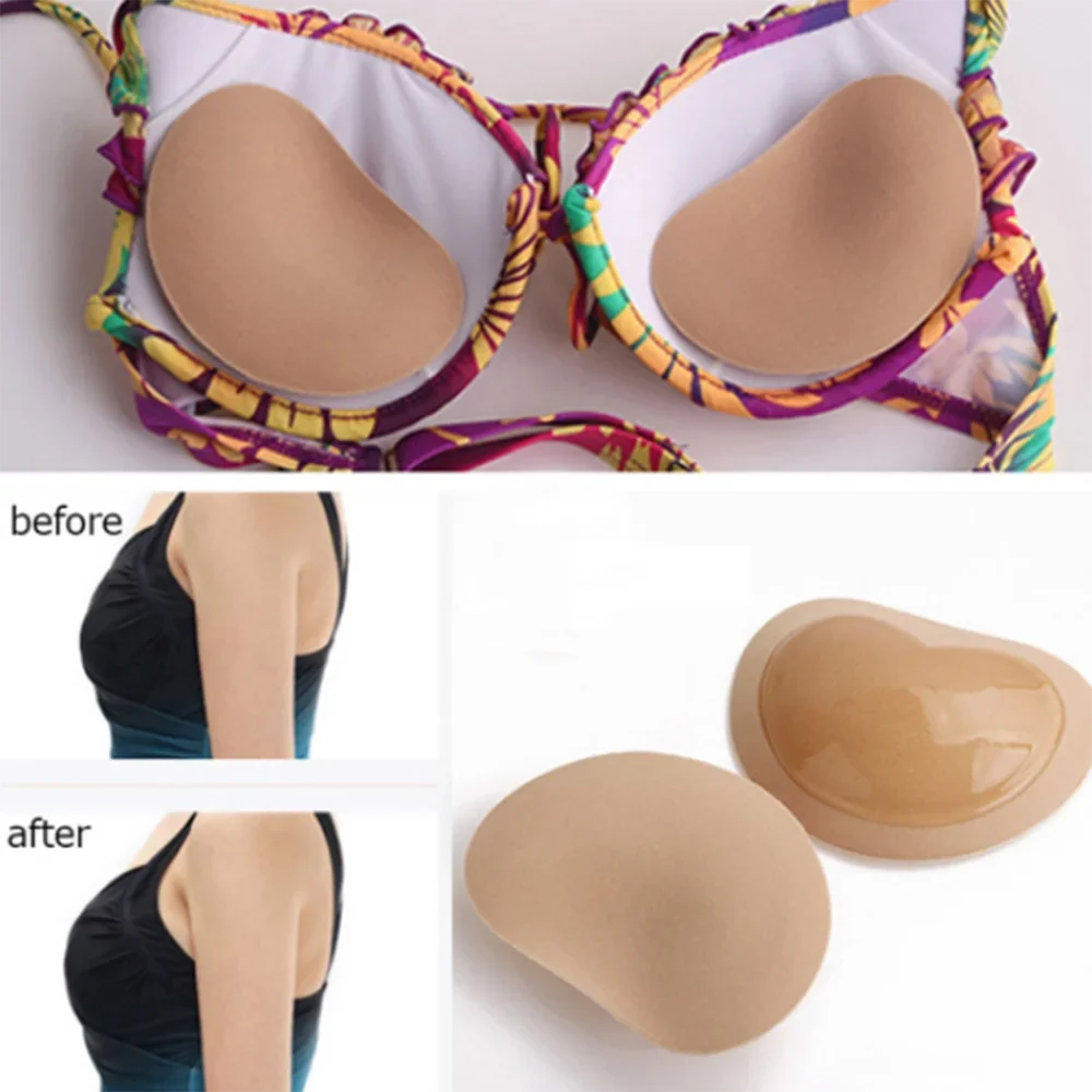 1Pair Chest Push Up Sticky Bra Thicker Sponge Bra Pad Breast Lift Up Enhancer Silicone Removeable Inserts Swimsuit Invisible Bra