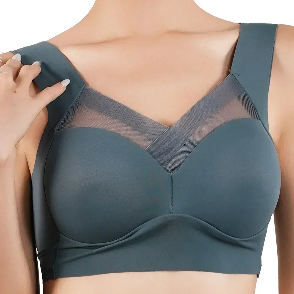 1pc Womens Ice Silk Minimizer Bras Large Size Underwear Seamless Lingerie Push Up Sport Thin Cup Sexy Mesh Yarn Bra for Women