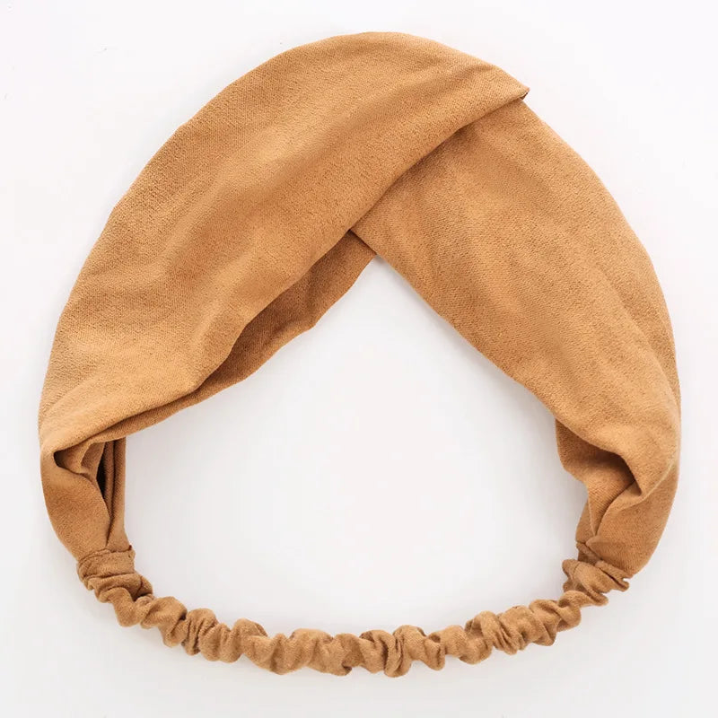 Cross Turban Twist Knot Boho Suede Headband for Women