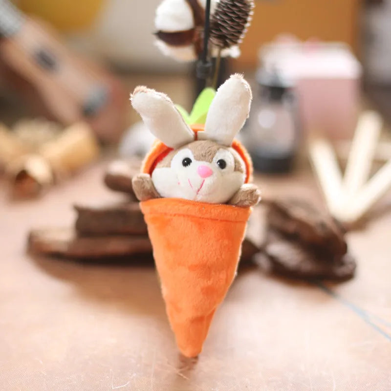 Detachable Rabbit Carrot Plush Pendant Keychain