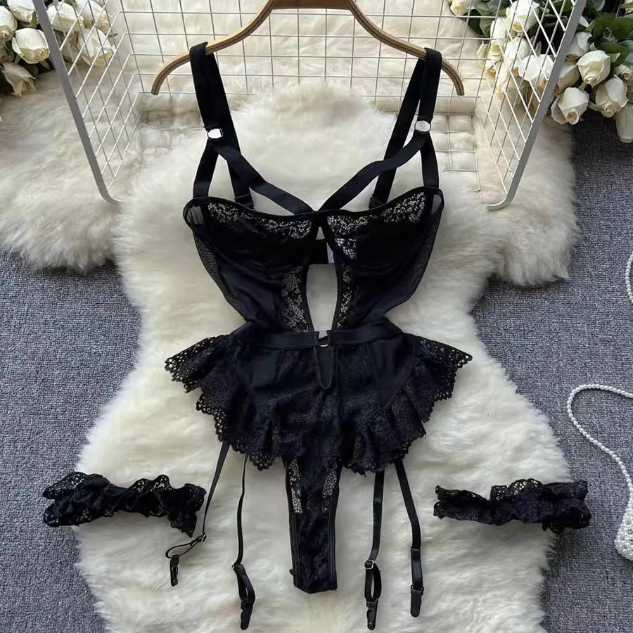 Erotic Underwear Bras Sets For Women Lace Garter Lingerie Intimates 2025 Underwire Bra And Panty Thongs Ladies Underwear Set