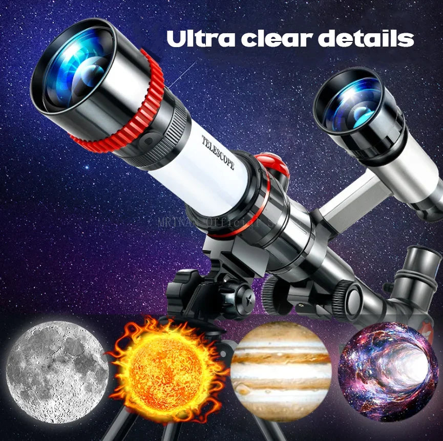 Portable Refracting Telescope for Kids 20x/30x/40x Magnification 25mm (1.0 in) Objective HD Moon & Planet Observation