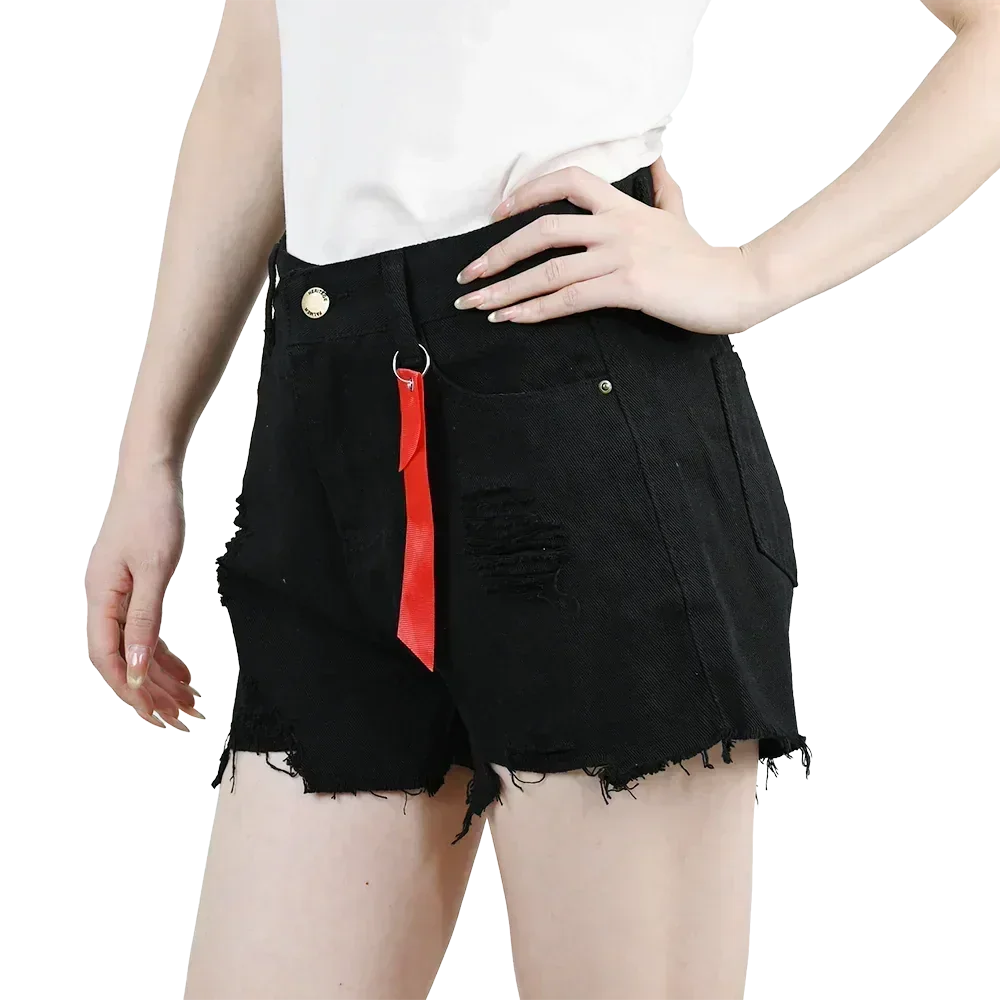 3pcs Women's High Waist Denim Shorts 2025 Summer Black Blue White Hot Pants Ripped Jeans Shorts Woman Short Trousers Streetwear