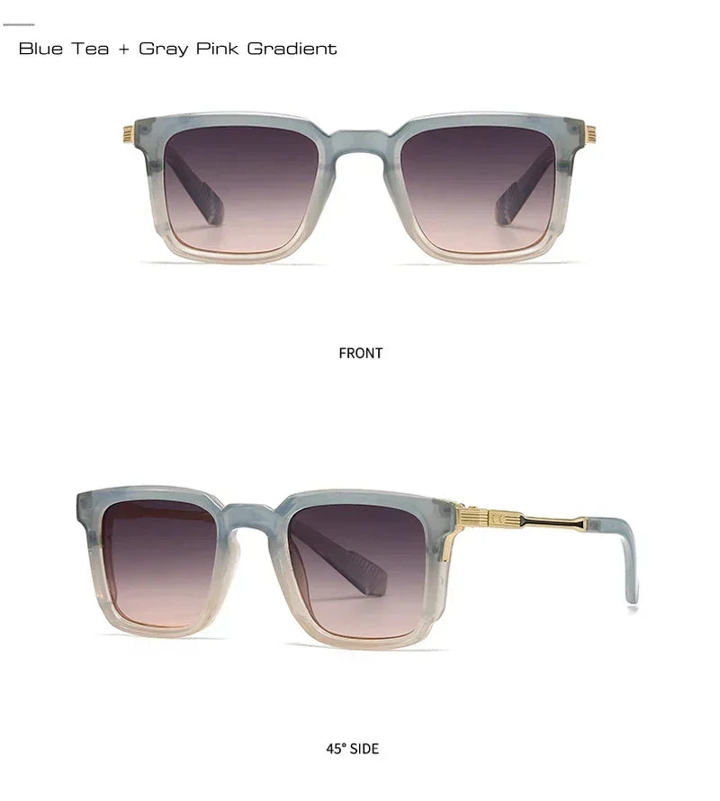 SHAUNA New Square Women Luxury Sunglasses Retro Rivets Men Gradient Shades UV400 Sun Glasses