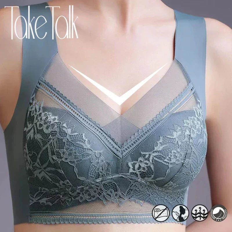 L-5XL Women Large Bra Push Up Ice Silk Seamless upper Bralette Lace Wireless Summer Bras Plus Size Top Lingerie Underwear 15019