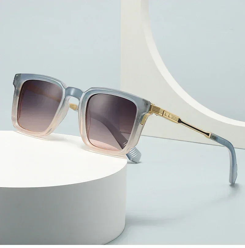 SHAUNA New Square Women Luxury Sunglasses Retro Rivets Men Gradient Shades UV400 Sun Glasses