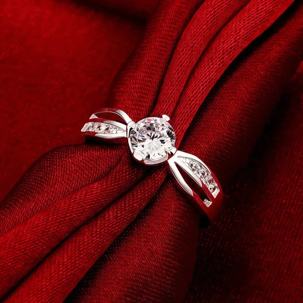 New Fashion 925 Sterling Silver 7-10# Fine Shiny Zircon Ring For Women Charm Luxury Wedding Party Favor Jewelry Wholesale