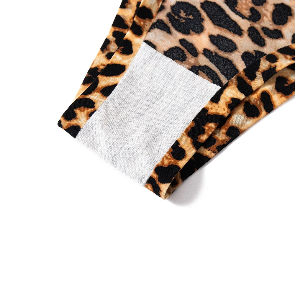 WarmSteps 3Pcs/Set Sexy Leopard Thongs Women's Panties Thongs 2024 New Female Underwear Seamless Printed Panties Ice Silk Briefs