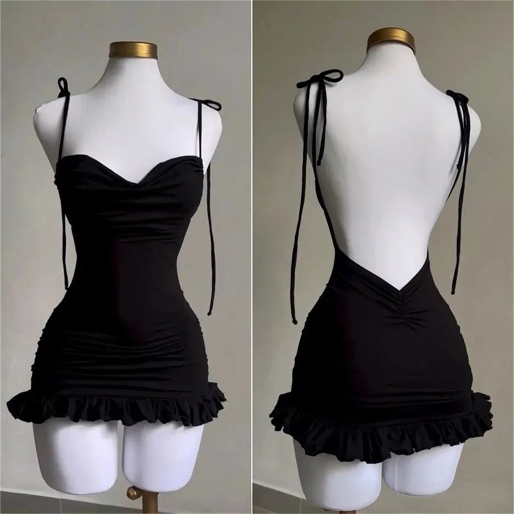 V Neck Backless Sundress | Sexy Lace Up Beach Dress -femstylo