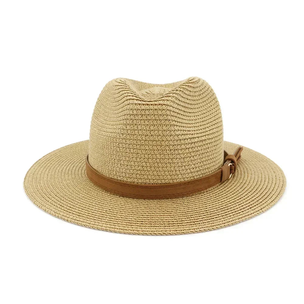 New Big Size 59-60CM Panama Hat Summer Sun Hats for Women Man Outdoor Beach Straw UV Protection Cap Chapeau Jazz Trilby Cap