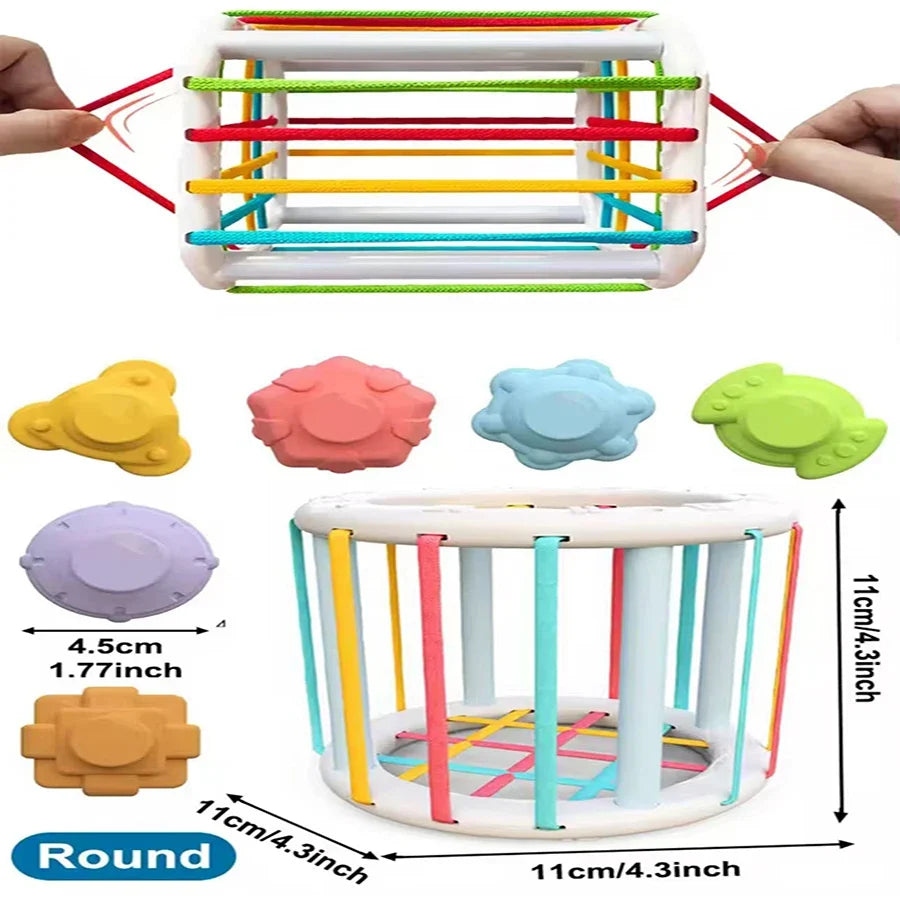 Montessori Shape Sorter Cube - Rainbow Shape Sorting Blocks Educational Toy for Toddlers & Preschoolers