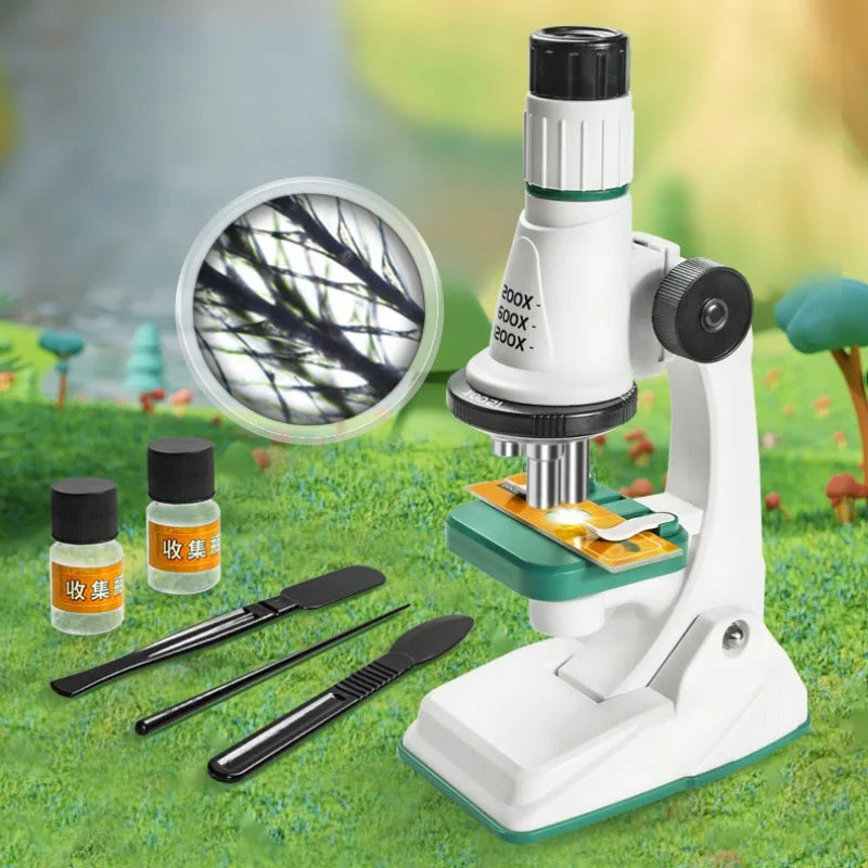Kids Microscope Kit with LED – 200x, 600x, 1200x Biological Science Toy