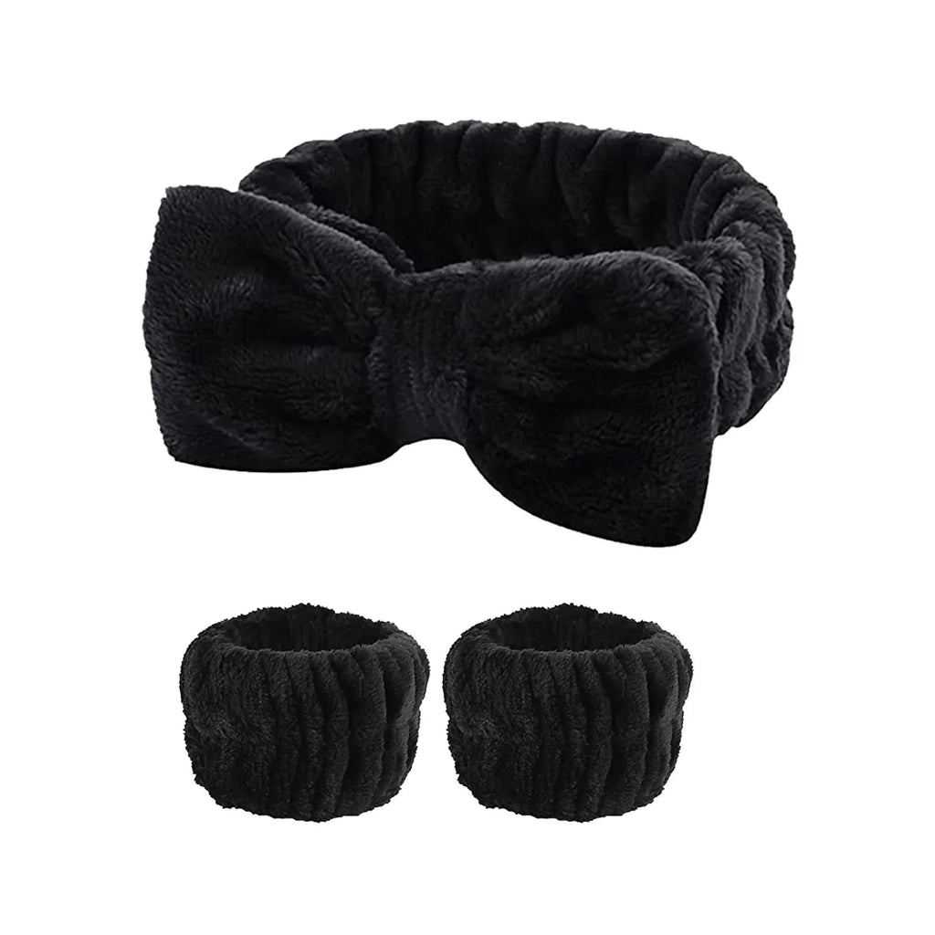 Coral Fleece Face Wash Headband & Absorbent Wristband Set