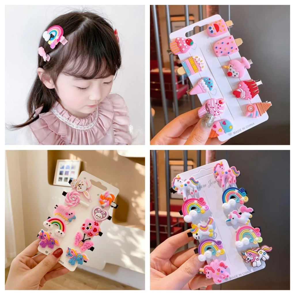 10PCS Cartoon Unicorn Hair Clips & Barrettes Set for Girls