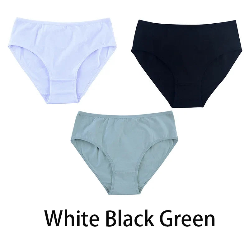 3PCS/Set Women Sexy Seamless Cotton Panties Big Size Underwear Female Underpants Girls 6 Solid Color Soft Briefs Lingerie 8815