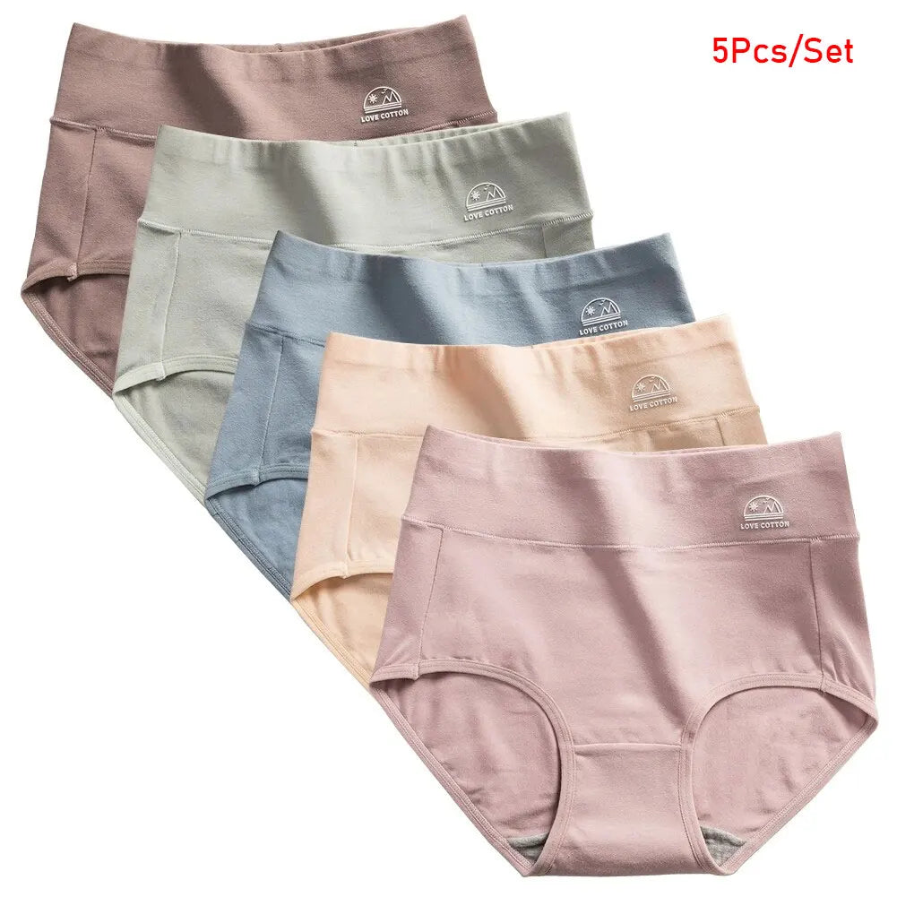 5 Pack Women's Cotton High Waisted Underwear - Tummy Control & Butt Lift, Graphene Antibacterial, Breathable Comfort, No Ride Up