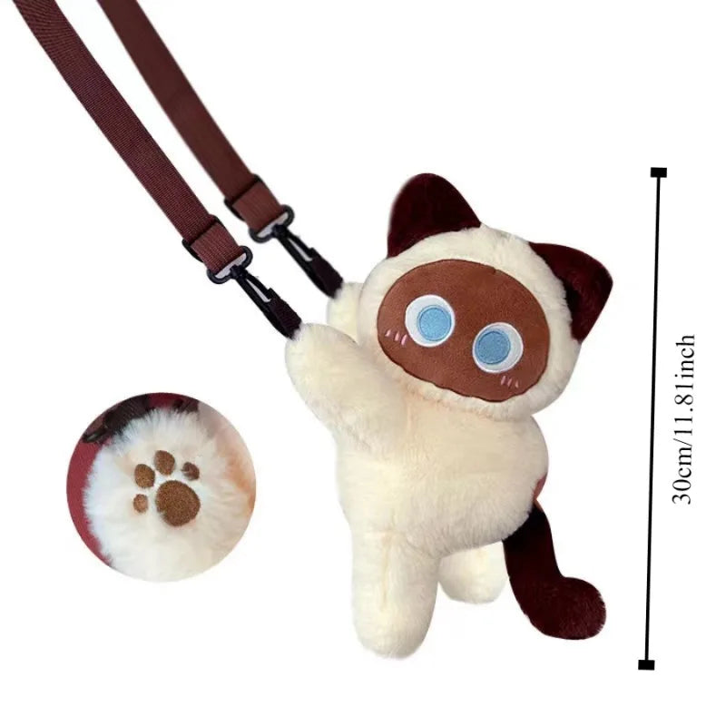 Kawaii Black Cat Plush Fashion Shoulder Bag – Cute Fur Crossbody and Phone Coin Purse for Women