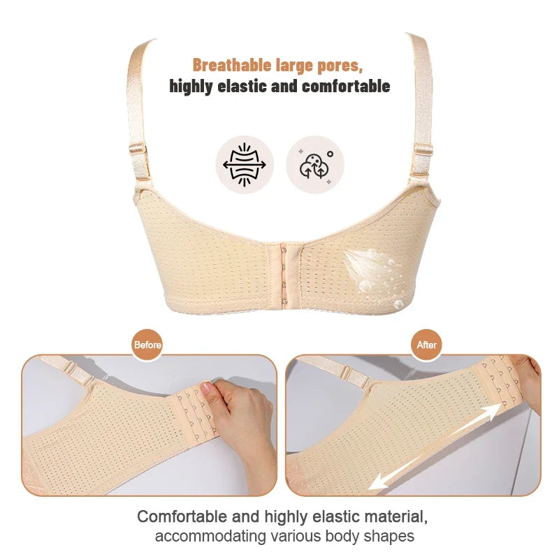LERVANLA 2566 Strong Breathability Mastectomy Bra Women with Pocket Breast Form Pads Included Adjustable Cotton Comfort  Large
