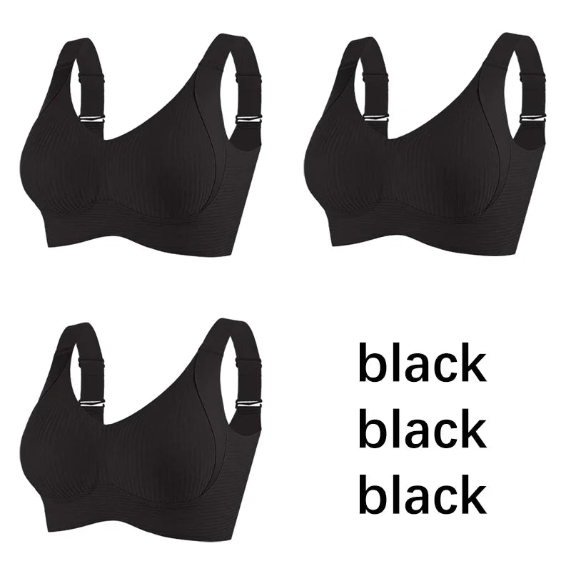 FallSweet 3PCS Seamless Wireless Push Up Bras for Woman Adjustable Comfort Bralette for Full and Petite Busts Wireless Lingerie