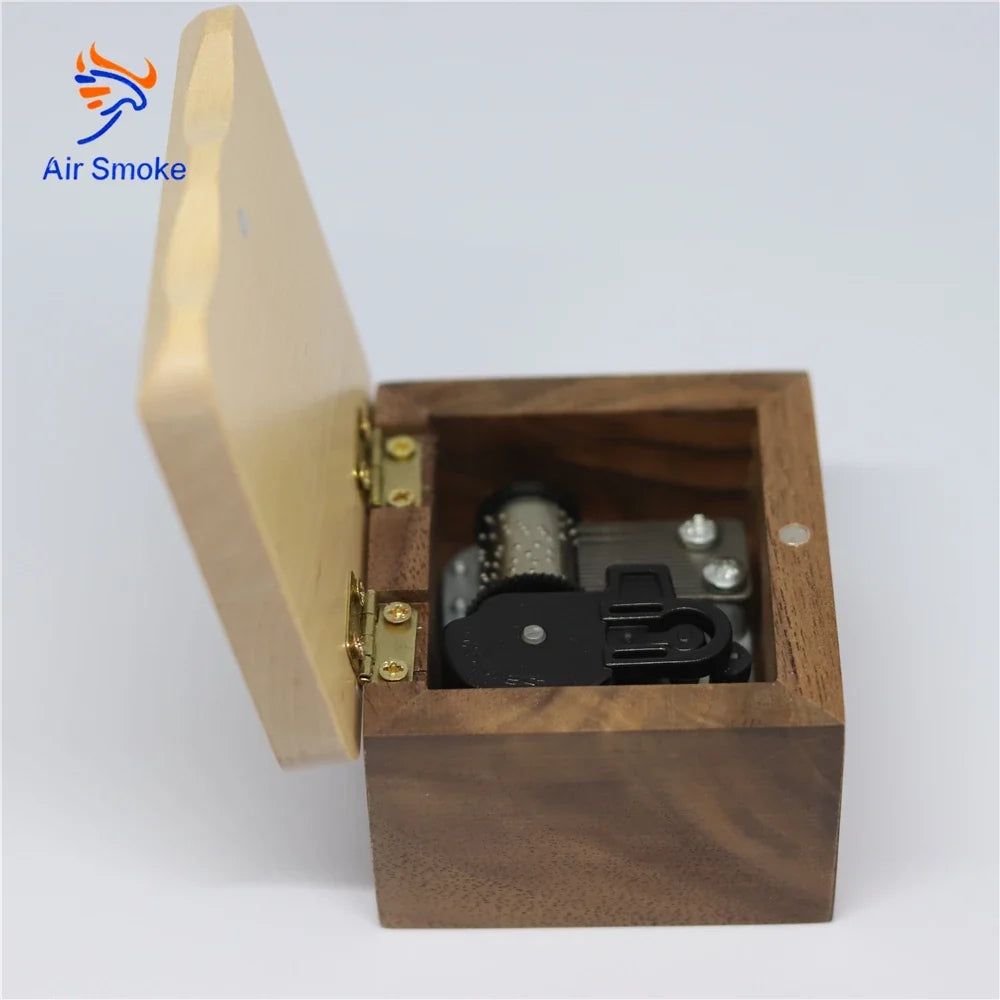 Wooden Music Box Black Sankyo 18-Movement For Alice You Are My Sunshine DIY Birthday Gift Home Decoration