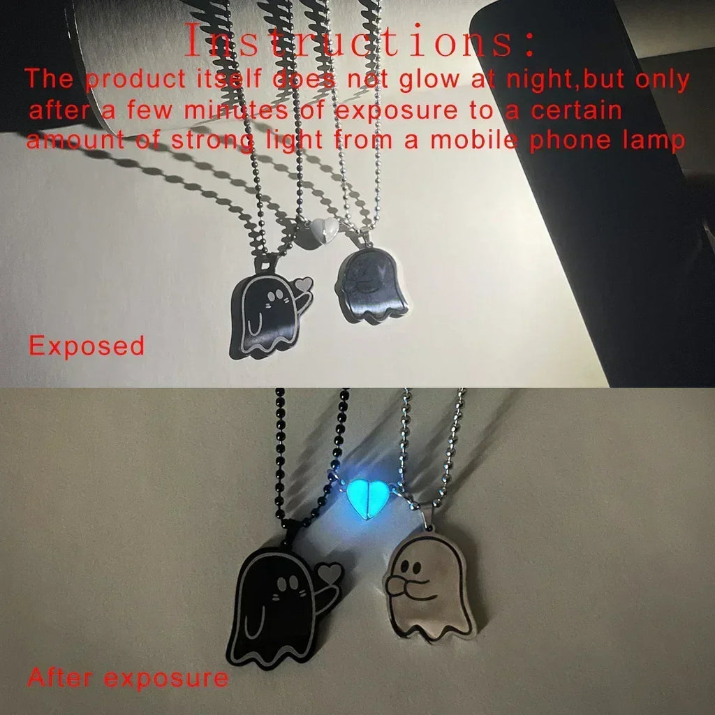 Luminous heart stainless steel simple person to send love couple necklace