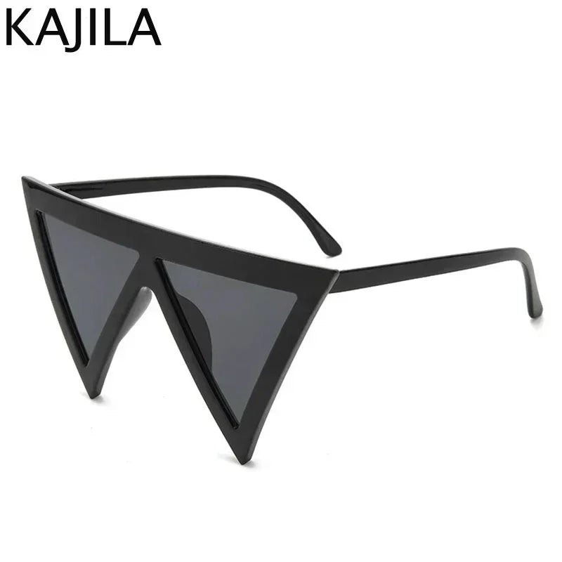 Oversized Triangle Punk Shiled Sunglasses Women Big Frame 2025 Luxury Brand Windproof Eyewear For Ladies UV400 Goggle Shades
