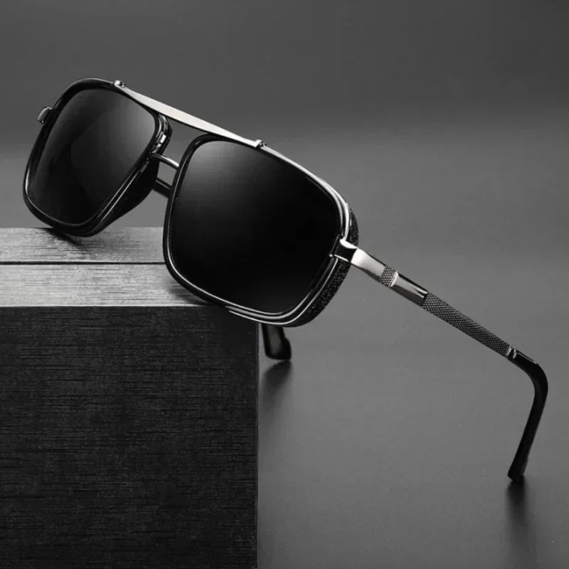 New Sunglasses Punk Sunglasses New Men's Square Uv400 Twin-beam Aviator Sunglasses