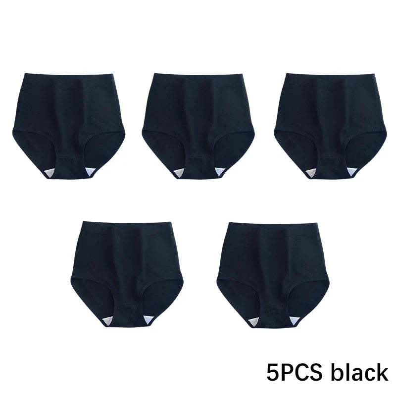 FallSweet 5PCS/set Women’s Cotton Panties Seamless Plus Size Briefs Solid Underwear Soft Breathable Underpants Female Lingerie