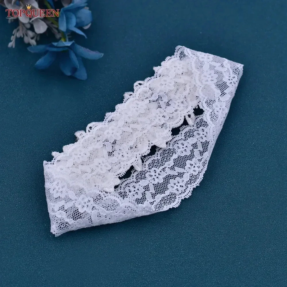 TOPQUEEN ST40 Sexy Lace Flower Thigh Ring Crystal Beaded Pearls Wedding Garter Belt  Bridal Cosplay Fashion Stocking Ring