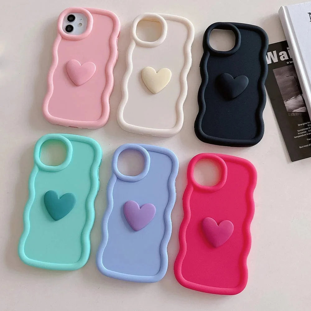 3D Love Heart Wave iPhone Case