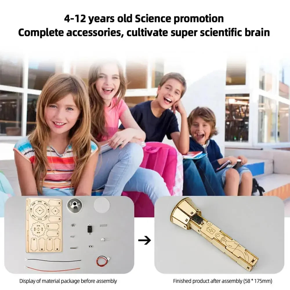 DIY Flashlight Kit Hand-Assembled Electrical Physics STEM Toy for Kids Ages 5+