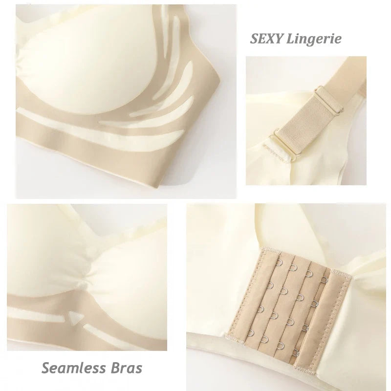 Plus Size Super Gather Push Up Bras Women Soft Support Seamless Underwear Female Full Cup Lift-Up Bras No Steel Sleepwear