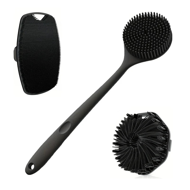 4-piece bath brush set Soft silicone bath brush with non-slip handle, easy to clean and rinse, perfect for use in the bath